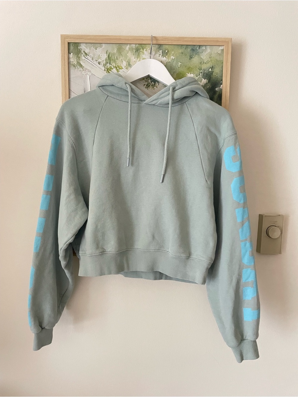 ROTATE Birger Christensen Sunday Viola Cropped Hoodie Sage Green Large